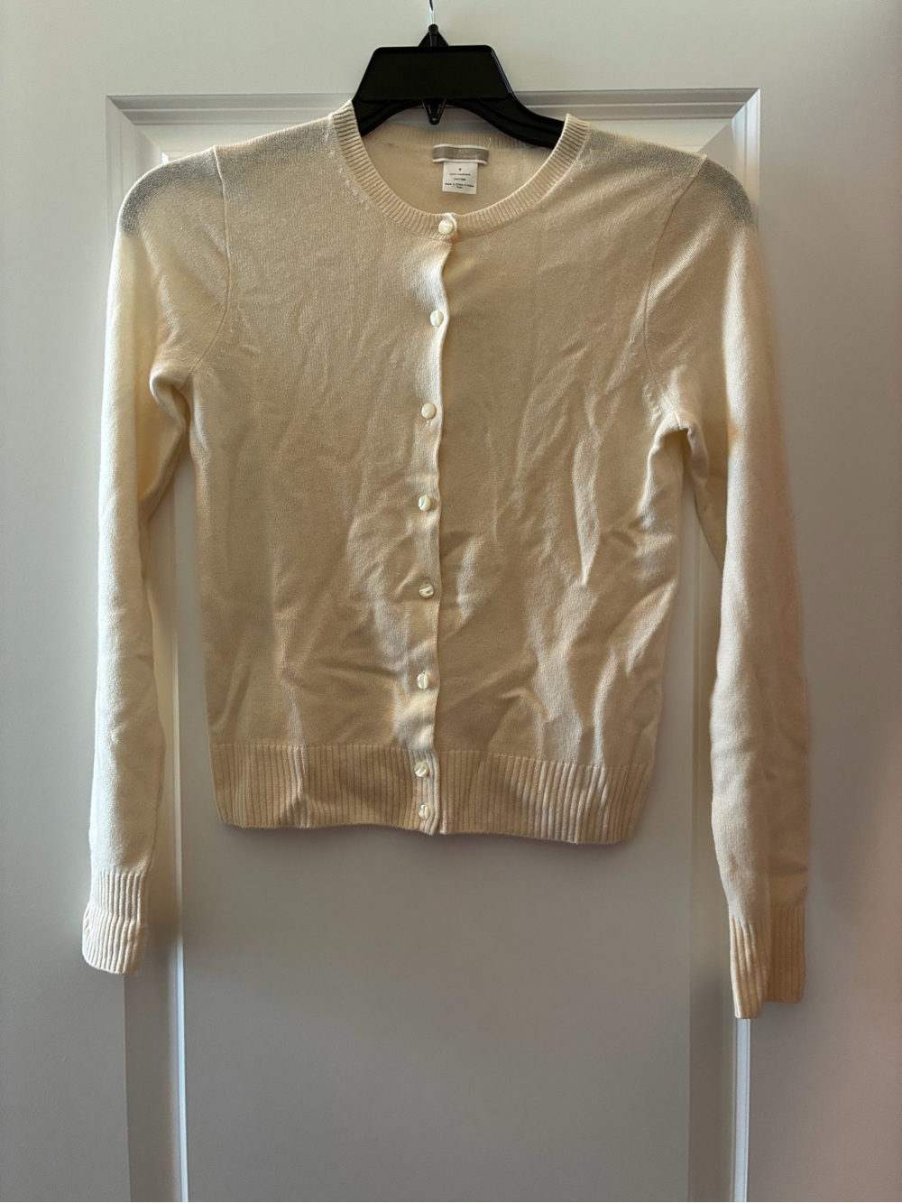 J. Crew Cream Button-Front Crewneck Cardigan